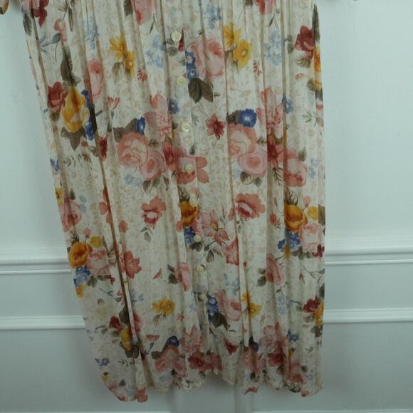 Vintage Medium Dress 90s Sheer Floral Pastel Cottagecore Boho Midi Eyelet Dainty - Picture 5 of 10